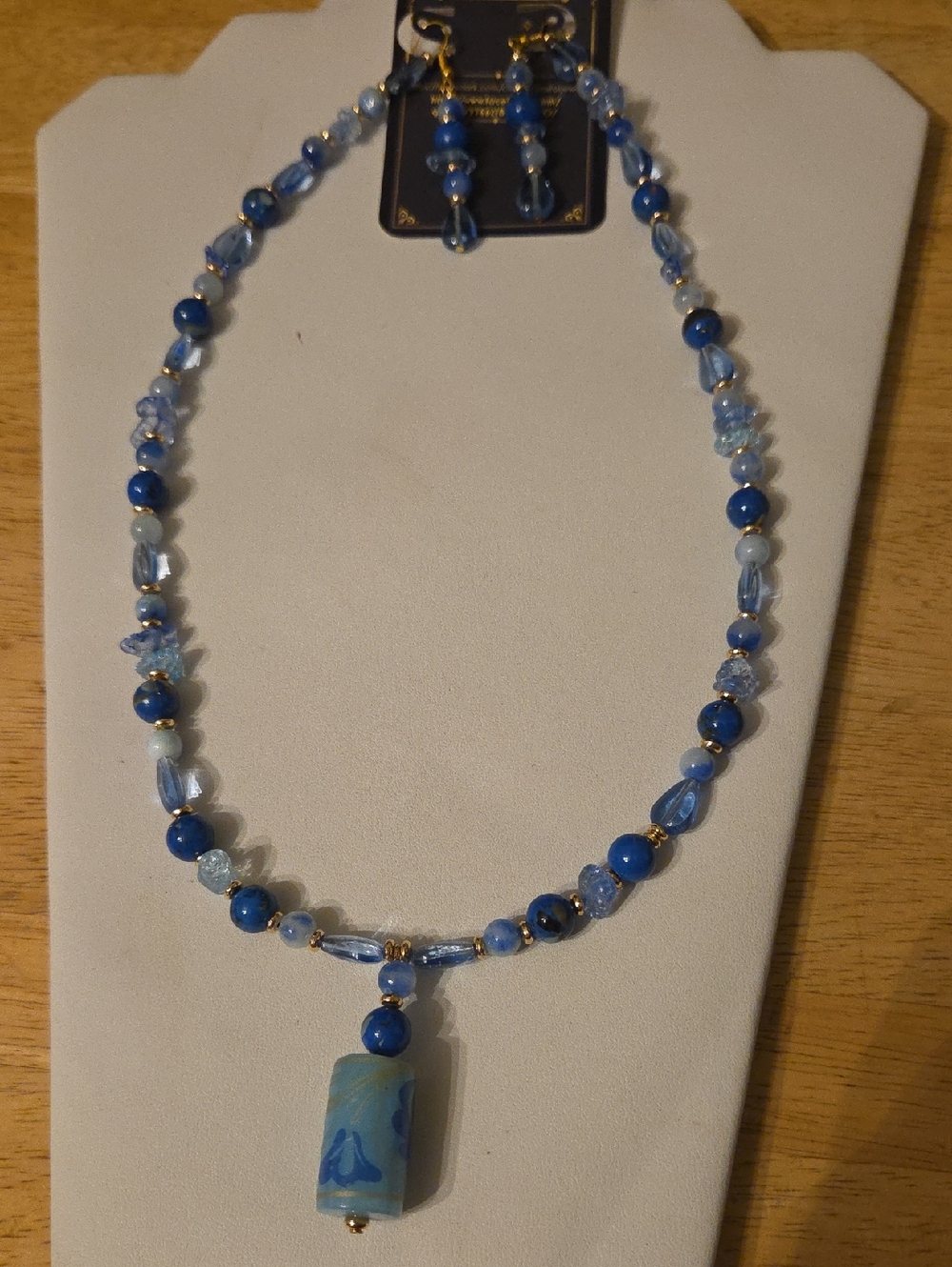 Blue Beaded Necklace Set